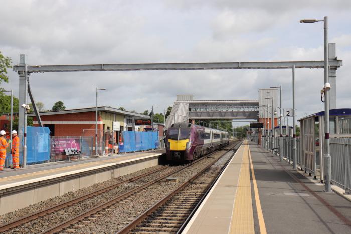 Abellio UK's operations could return to domestic ownership. On 9 June 2022, EMR No 180110 calls at Market Harborough with the 09.05 St Pancras-Nottingham.