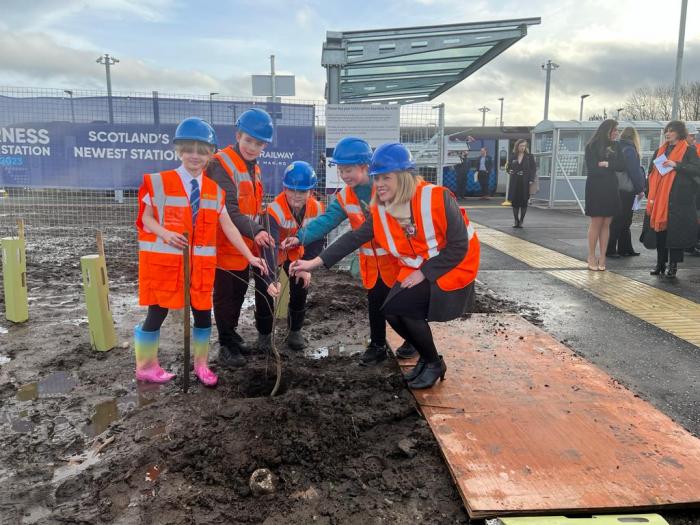 On the network: Scottish Transport Minister Jenny Gilruth officially opens Inverness Airport station.