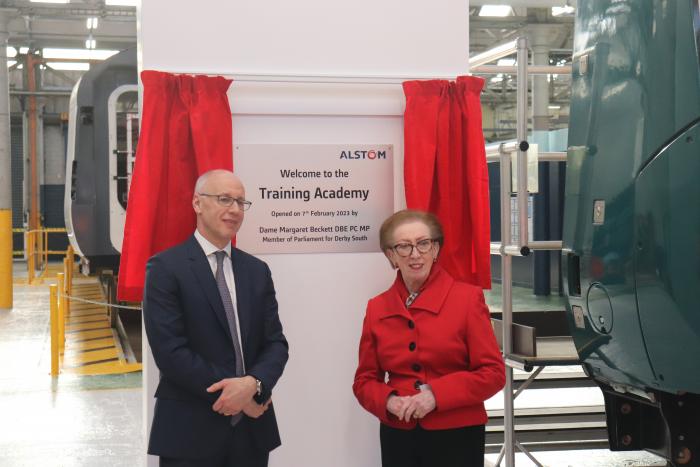 Boosting training: Alstom MD UK & Ireland Nick Crossfield and Dame Margaret Beckett open the new training academy.