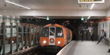 Glasgow Subway car No 109 calls at Buchanan Street on 14 March 2019.