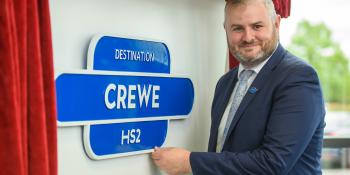 HS2 Minister Andrew Stephenson unveils a plaque at Crewe station