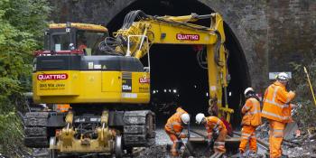 Repair work takes place at Fisherton Tunnel, Salisbury. 