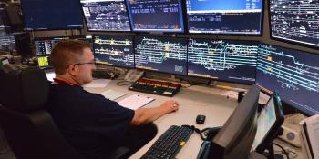 A view of signalling screens on the newly commissioned ETCS installation on the Northern City line