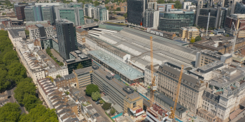 An aerial view of Paddington station, with the Elizabeth Line station lower centre. 