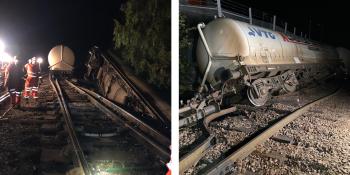 A derailed cement train in Carlisle