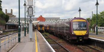 WMT Nos 170504/533 await departure from Shrewsbury with the 12.41 to Birmingham on 16 May 2022. Philip Sherratt