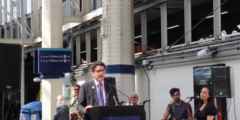 Government vision: Rail Minister Huw Merriman at the Waterloo 175 celebrations.