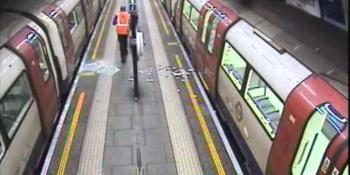 A CCTV image of Clapham Common station after an uncontrolled passenger evacuation. Courtesy RAIB