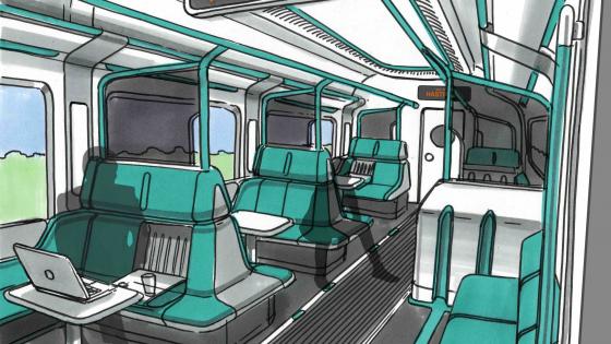 Perch seats could provide more space for working in future train interiors.