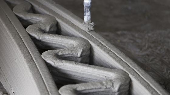 Concrete being 3D printed