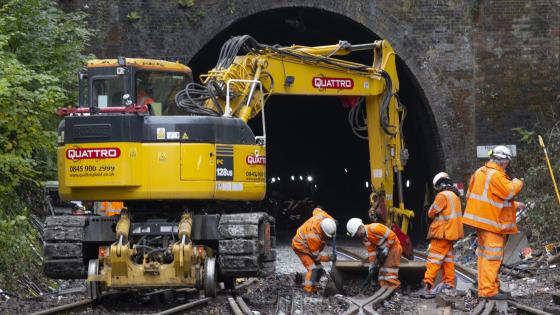 Repair work takes place at Fisherton Tunnel, Salisbury. 