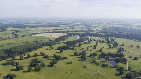 An aerial view of the Shugborough Estate and Trent Sow area.
