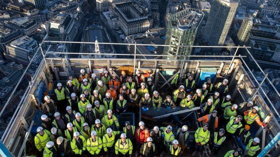 An engineering team at Bishopgate in January 2022 showing the diversity of the workforce