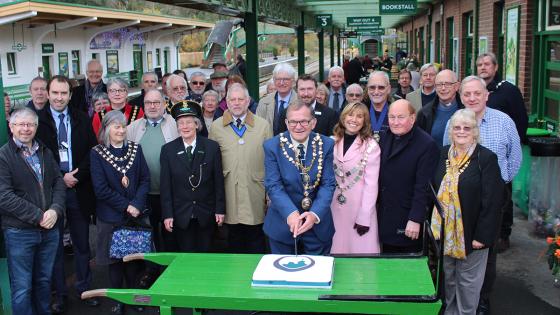 Guests celebrate the second anniversary of the Dartmoor Railway at Okehampton station. Courtesy GWR