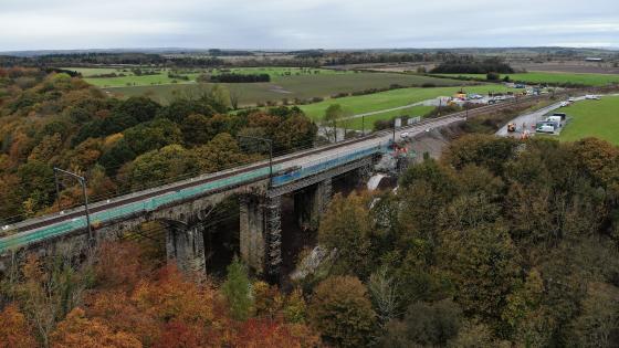 The repairs to Plessey viaduct undertaken by Network Rail. Courtesy Network Rail
