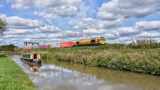 A Freightliner train next to a canal. Courtesy Freightliner