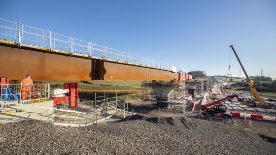 HS2 progress: the deck of the Wendover Dean viaduct being push-launched into position. HS2