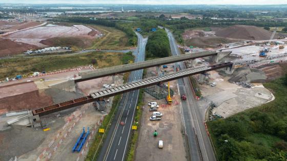 Taking shape: the Delta Junction viaducts over the M42/M6 link roads in the West Midlands. Courtesy HS2